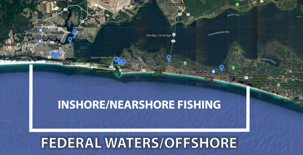 inshore offshore fishing chart destin florida